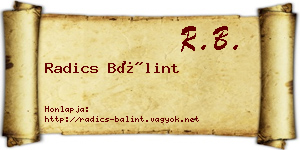 Radics Bálint névjegykártya